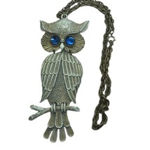 Vintage Necklace 1960&#39;s Large Owl Pendant White Articulated Signed Mod Woodland - £23.93 GBP