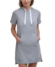 Calvin Klein Womens Hooded Sweatshirt Dress Size Small Color Pearl Grey Heather - £65.36 GBP
