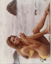 Raquel Welch sits on beach in yellow bikini c.1967 8x10 photo - £9.61 GBP