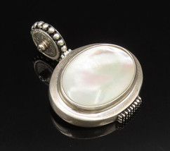 ESPO SIG 925 Silver - Vintage Beaded Oval Mother Of Pearl Pendant - PT21115 - $85.33