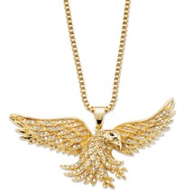 Eagle 14K Gold Gp Cz Pendant Necklace With 20&quot; Chain - £158.02 GBP