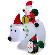 7 Feet Inflatable Santa Claus Riding Bear with Penguin Gift Bags and Gif... - $94.46