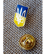 Lapel Pin Ukrainian flag Tryzub Trident Gold symbol Birthday Present Gif... - $16.54 CAD+