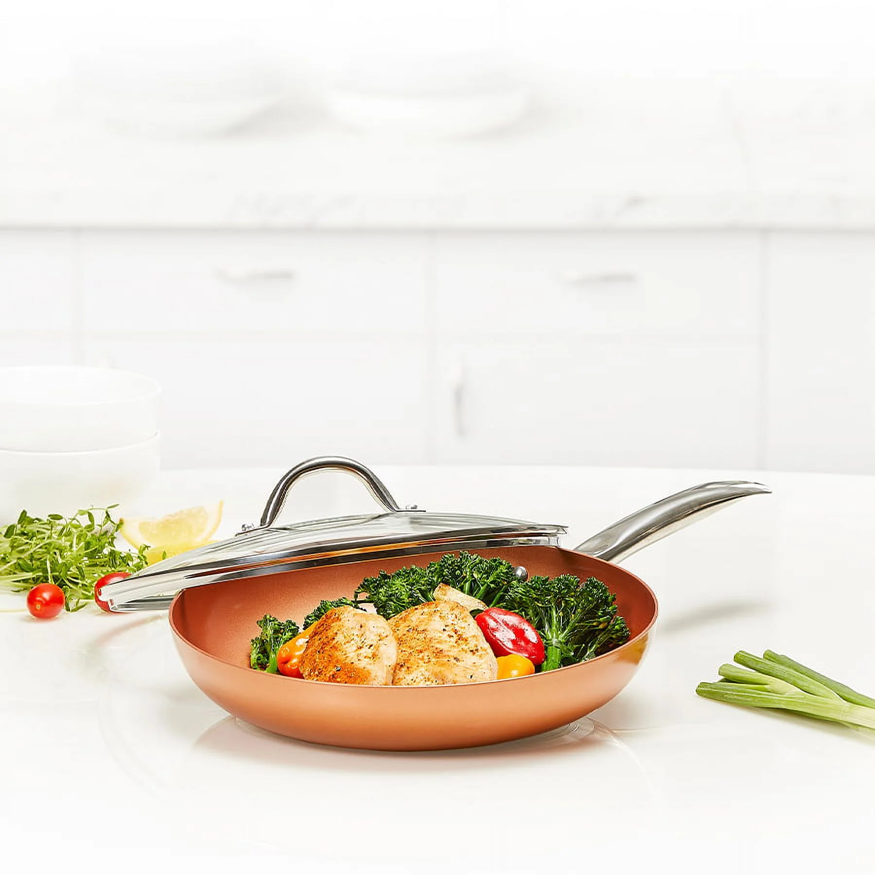 Cryptex Copper Chef 10&quot; Round Fry Pan with Glass Lid  - $29.99