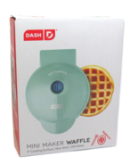 Mini Maker Waffle Grill 4" Cooking Surface Nonstick 350 Watts Green PREOWNED - £4.71 GBP