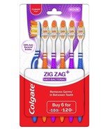 Colgate ZigZag Toothbrush Pack of 6 Toothbrushes Assorted Colors New Medium - £7.10 GBP