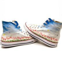 Tulips, Wild Flowers,Floral Chuck Taylor Fan Art Custom Handmade Hi Top ... - £78.55 GBP+