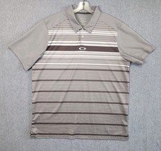 OAKLEY Hydrolix Golf Polo Gray White Stripes Men&#39;s XL Regular Fit Stretch - $14.99