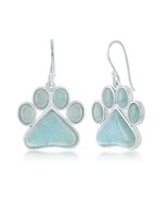 Sterling Silver Larimar Paw Print Dangling Earrings - $156.39 CAD