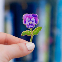 Delicate Violet Floral Enamel Pin for Nature Lovers - $28.01