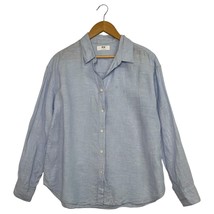 Uniqlo Shirt Womens Medium Blue Linen Long Sleeve Button Up Lightweight ... - $185.64 MXN