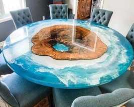 Epoxy Table | Resin Table Top | Coffee Table Top | Round Epoxy Resin Riv... - $1,800.00