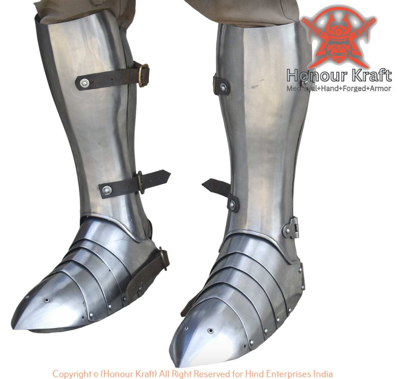 Medieval Steel Greaves Armour pair with sabaton for sca lagal combat