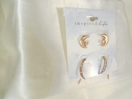 Inspired Life Rose Gold Tone Pave Crystal Stud &amp; Short Threader Earrings B554 - £9.27 GBP