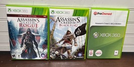 Assassin&#39;s Creed Xbox 360 (3) Game Lot Bundle  Rogue, Black Flag, creed 2 - $15.00