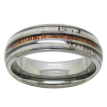 8mm Silver Tungsten Carbide Rings for Men Women Wedding Bands Whiskey Barrel Oak - £29.84 GBP