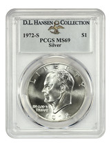 1972-S $1 PCGS MS69 (Silver) ex: D.L. Hansen - £3,086.58 GBP