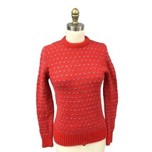 Jade VTG Shetland Wool Sweater Red Intarsia 1940s Vibe Retro Unisex M - $74.25