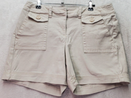 Larry Levine Shorts Womens Size 10 Tan Stretch Cotton Casual Pockets Flat Front - £13.26 GBP