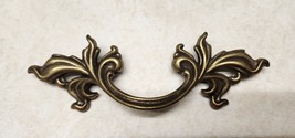 Vintage Hollywood Regency Drawer Pull brass French Provincial Handle 5 7/8&quot; L - £7.11 GBP