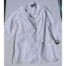 Cherokee Mens Lab Coat White 3/4 Sleeve Patch Pockets Buttons Notch Lapel S 36&quot; - £13.29 GBP