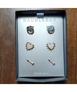 Baublebar 3 Pair Earrings Loops Hearts Arrows Gold Diamonds Crystal Moth... - £19.53 GBP