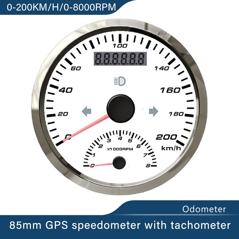 Waterproof 85mm GPS Speedometer 0-125 MPH 0-200 MPH with Tachometer Odometer - £71.33 GBP+