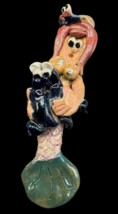 Ceramic Mermaid Holding Octopus Clay 6&quot; Folk Art Signed Vintage - $336.98 MXN