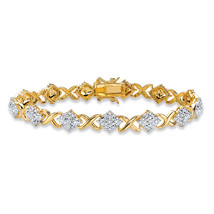 PalmBeach Jewelry Genuine Diamond Accent Gold-Plated &quot;X and O&quot; Bracelet 7.5&quot; - £46.70 GBP