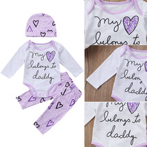 New Newborn Infant Baby Girl Cotton Long Sleeve Romper Pants Outfits Set Clothes - £11.25 GBP