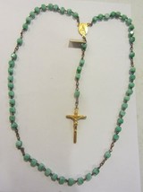 Vintage Rosary - Irish made - green glass beads  - $37.95