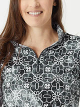 NWT Ladies IBKUL SANDRA Black Long Sleeve Mock Golf Shirt - S M L XL & XXL image 2