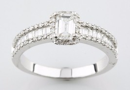 1.05 Carat Emerald Cut Diamond 14k White Gold Engagement Ring Size 7 - $2,741.71