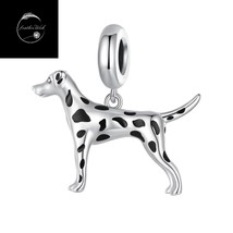 Genuine Sterling Silver 925 Dalmatian Puppy Dog Family Pendant Dangle Charm Mum - £17.79 GBP