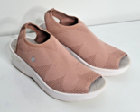Bzees Secret Sandals Women 8 M Pink White Knit Comfort Wedge Peep Toe Sl... - $29.99