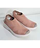 Bzees Secret Sandals Women 8 M Pink White Knit Comfort Wedge Peep Toe Sl... - £23.69 GBP