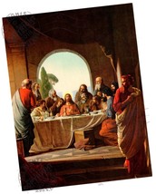Last Supper SANTOS Renaissance Painting JESUS CHRIST wth Apostles Painting Litho - £34.42 GBP