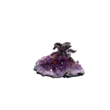 Running Pewter Pegasus Figure on Amethyst Crystal Geode Cluster - £19.60 GBP