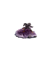 Running Pewter Pegasus Figure on Amethyst Crystal Geode Cluster - $24.74