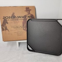 John Wayne Cast Iron Cookware 10.5&quot; Double Sided Griddle Pre-Seasoned Skillet - £22.19 GBP