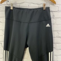 Adidas Stretch Pants Womens Sz L Black White Stripes Athletic  - $19.79