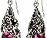 Nuovo Amazon Collection Argento Sterling 925 Marcasite Rosso Vetro Teardrop - $34.99