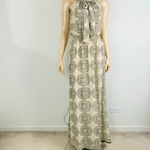 Tolani Gorgeous Silk Bohemian Print Tie Front Neckline Sleeveless Maxi Dress M - £46.00 GBP
