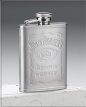 Jack Daniels Stamped  Matte Flask 3 Oz Size AUTHENTIC &amp; BOXED - $17.72