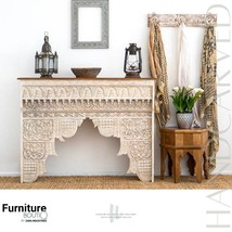 Furniture BoutiQ Handcarved White Console Table | Wooden Console Table - £2,371.89 GBP