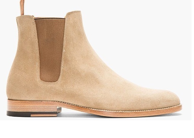 NEW Handmade men's Chelsea beige suede leather boot, Men camel suede Chelsea boo