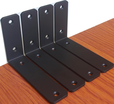 4 Pack - L 6&quot; X H 4&quot; X W1.5&quot;, 5Mm Thick Black L Shelf Bracket, Iron Shelf Bracke - £19.18 GBP