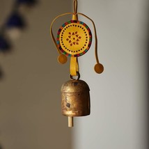 Handmade Garden Decorative Leather Strap Antique Hanging Metal Bell Wind... - $26.72