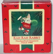 1986 Hallmark Christmas Ornament Rah Rah Rabbit handcrafted smal cheerleader MIB - £10.90 GBP