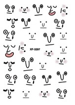 Nail Art 3D Decal Stickers funny facial expression contour XF3297 - £2.50 GBP